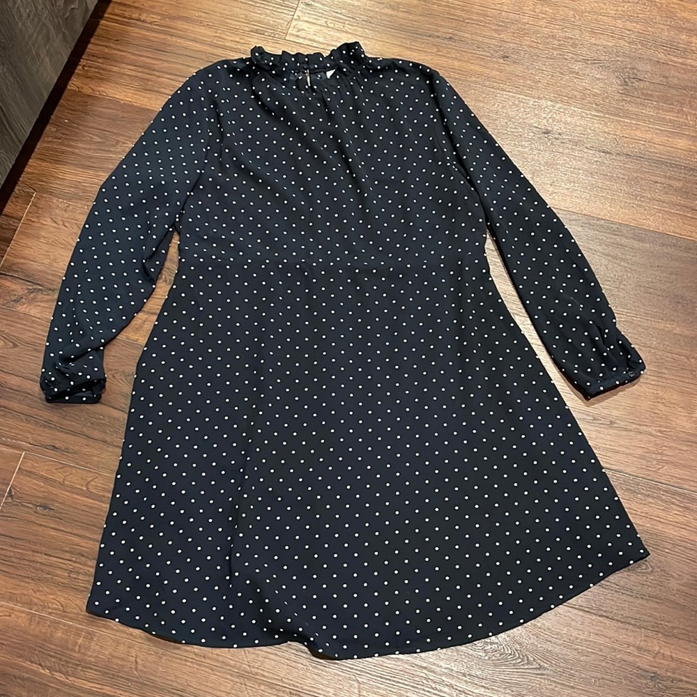 Polka Dots lined Midi with Ruffle trim Dress